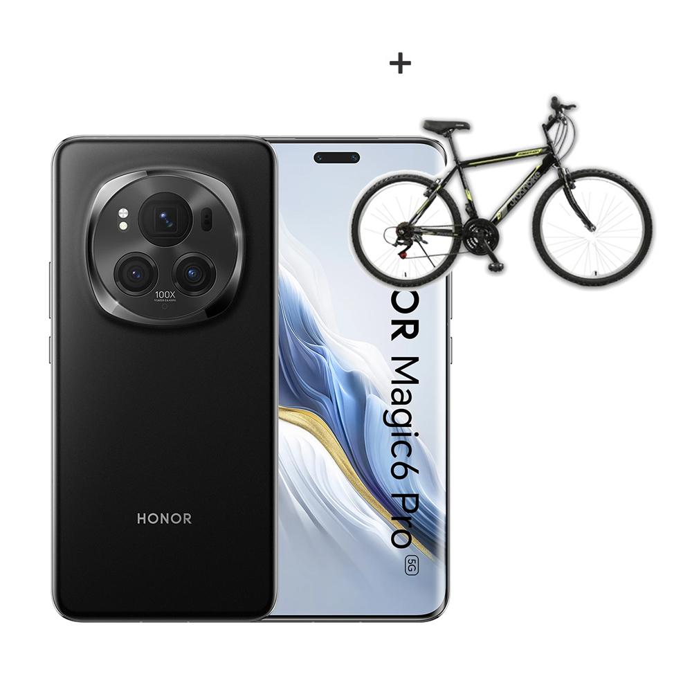 Selected image for HONOR Magic6 Pro 5G Mobilni telefon, 12GB/512GB, Crni + Salcano Urban Bike Marathon MTB Bicikl, 26'', Crno-zeleni