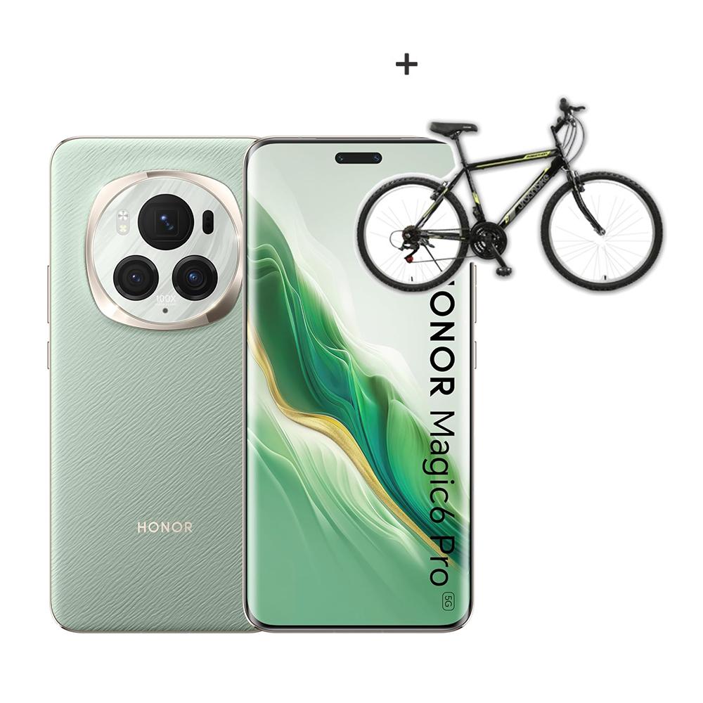 Selected image for HONOR Magic6 Pro 5G Mobilni telefon, 12GB/512GB, Zeleni + Salcano Urban Bike Marathon MTB Bicikl, 26'', Crno-zeleni