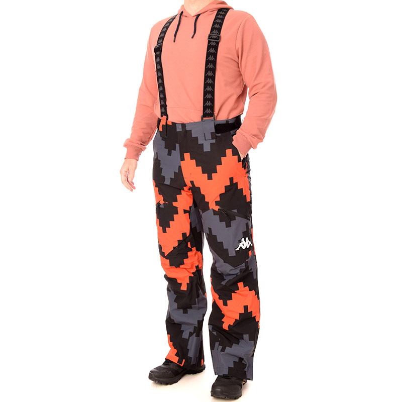 Kappa Muške ski pantalone 6CENTO 622PG, Sivo-narandžaste