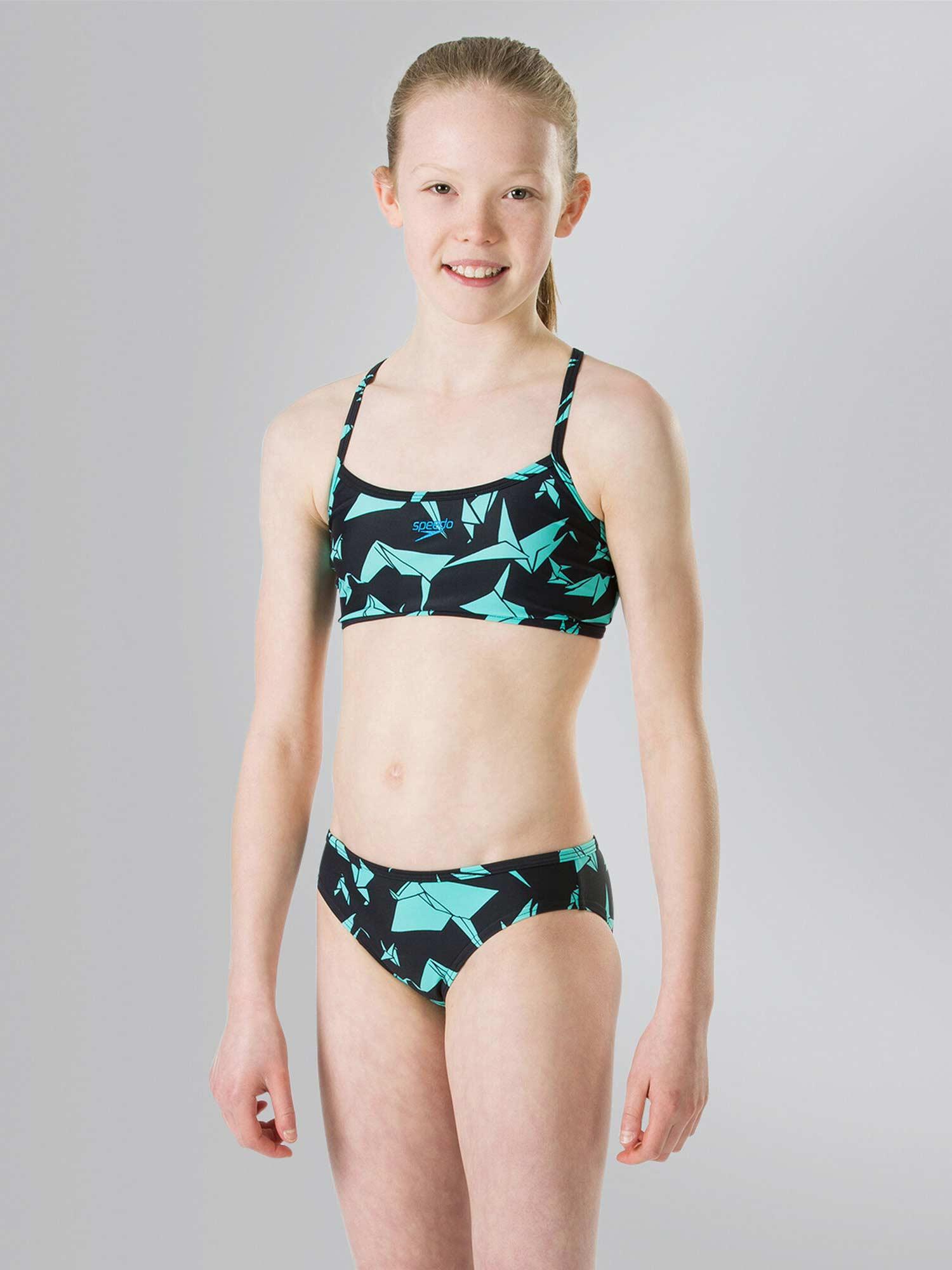 Slike SPEEDO Dvodelni kupaći kostim za devojčice AKIRACRANE crno-tirkizni