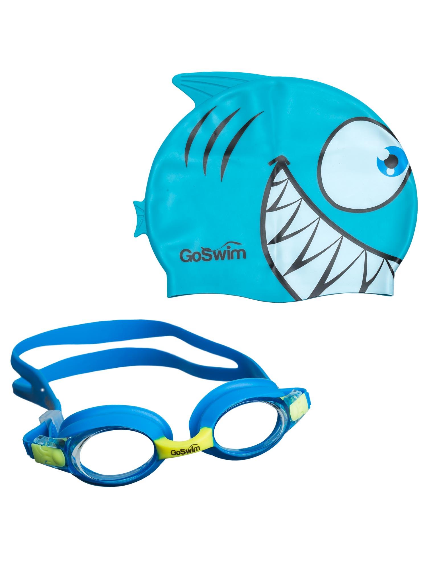 GO SWIM Dečije naočare i kapa za plivanje plave