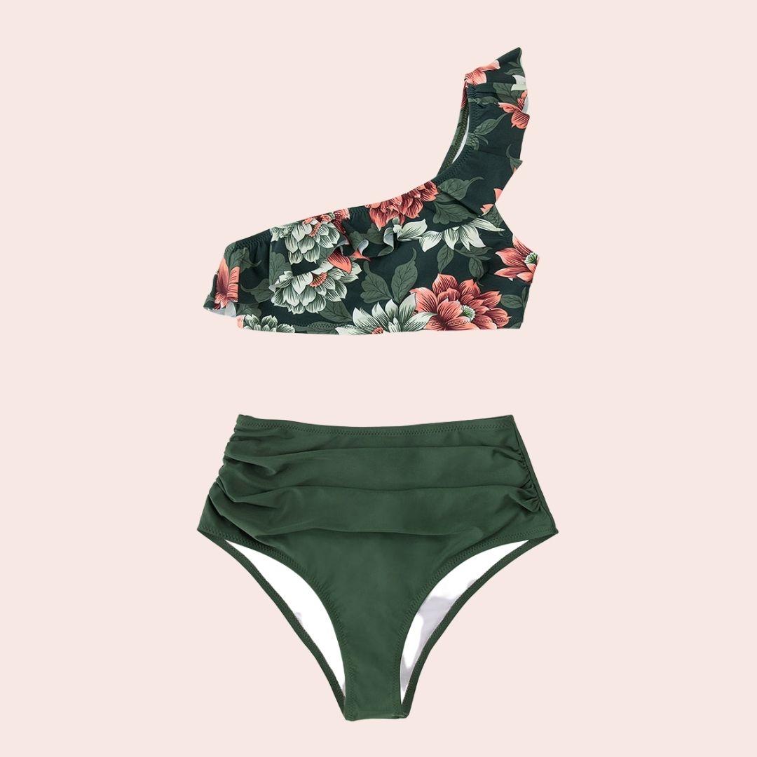 CUPSHE Ženski dvodelni kupaći kostim sa cvetnim dezenom zeleni