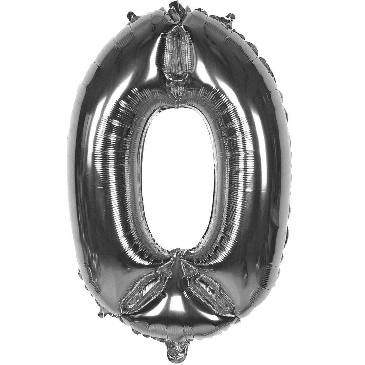 PARTY Balon broj 0 60cm UNL-1433 srebrni