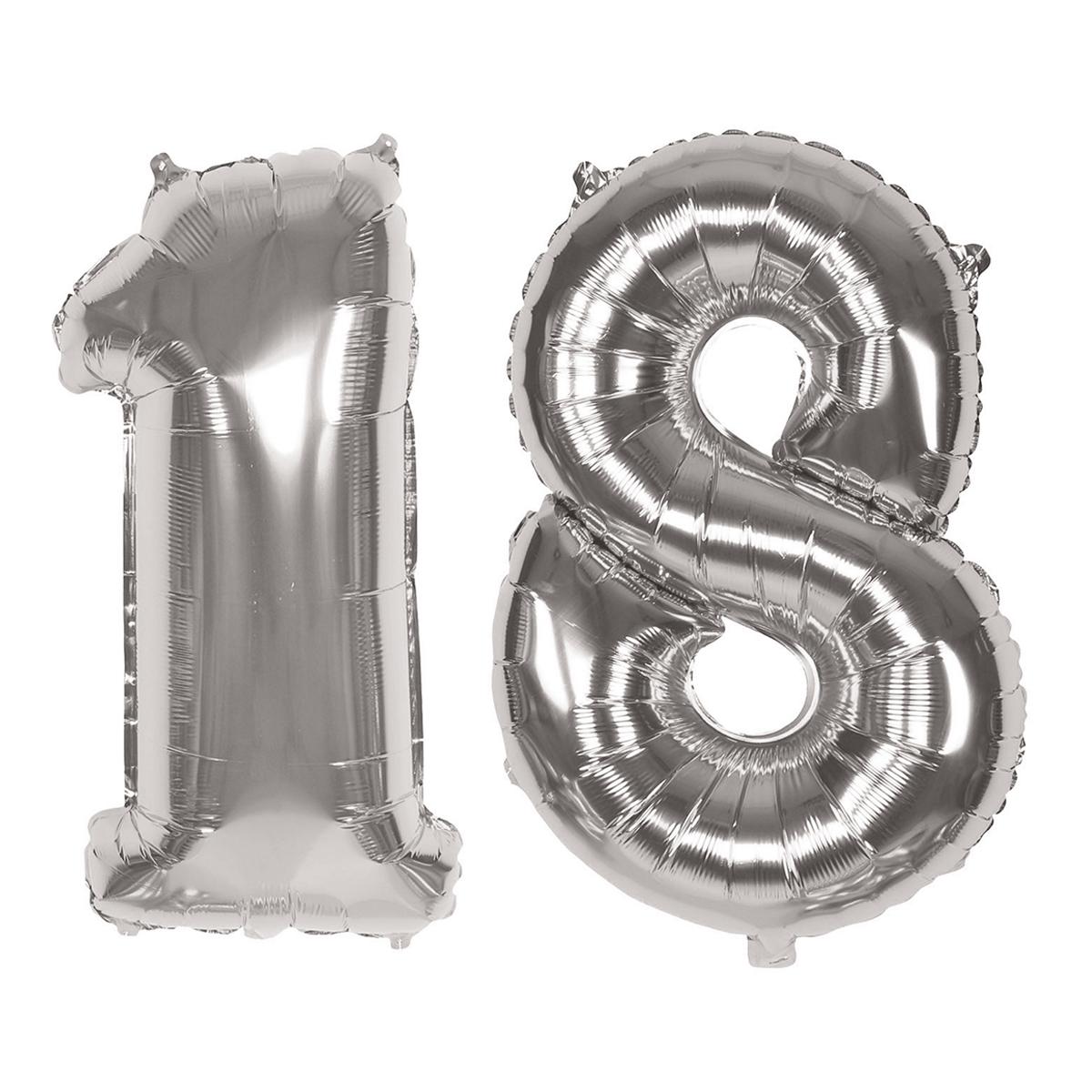 PARTY Balon broj 18 60cm UNL-1463 srebrni