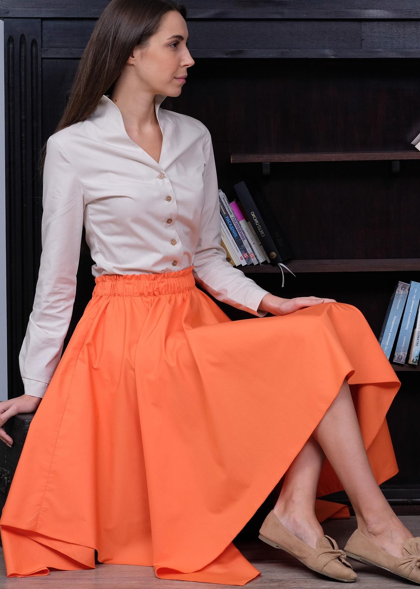 Selected image for PAMUKLIK Ženska asimetrična lepršava suknja sa špicevima ALLEGRIA narandžasta