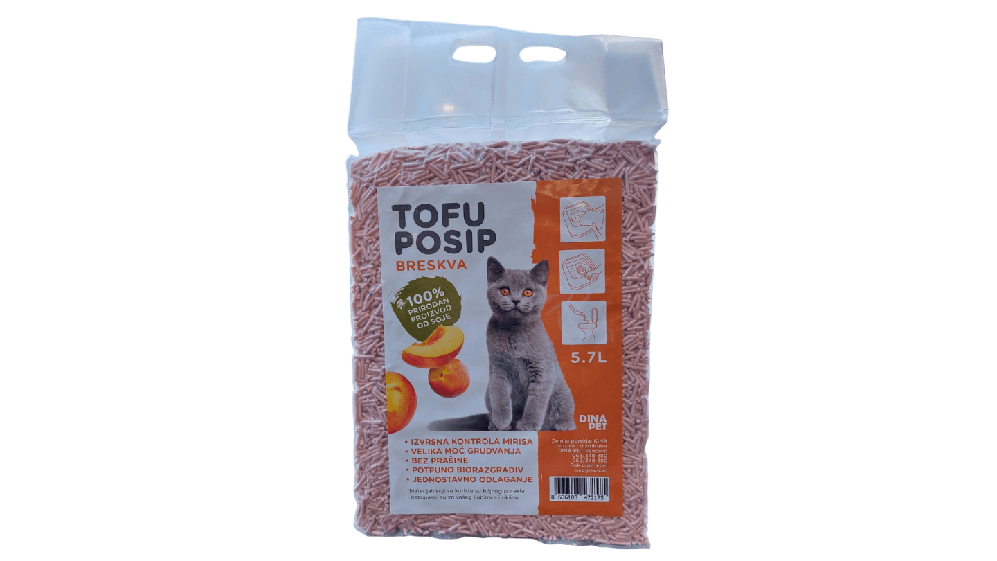 TOFU CAT Biorazgradiv posip za mačke od bambusa i soje sa mirisom breskve Clumping 5.7l