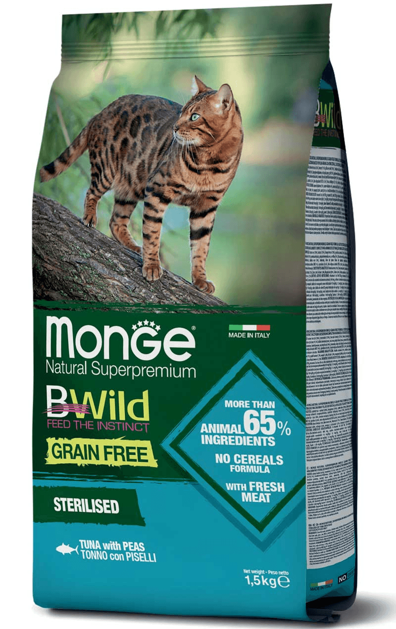 Selected image for MONGE Suva hrana za sterilisane mačke sa ukusom tune i graška Bwild 1.5kg