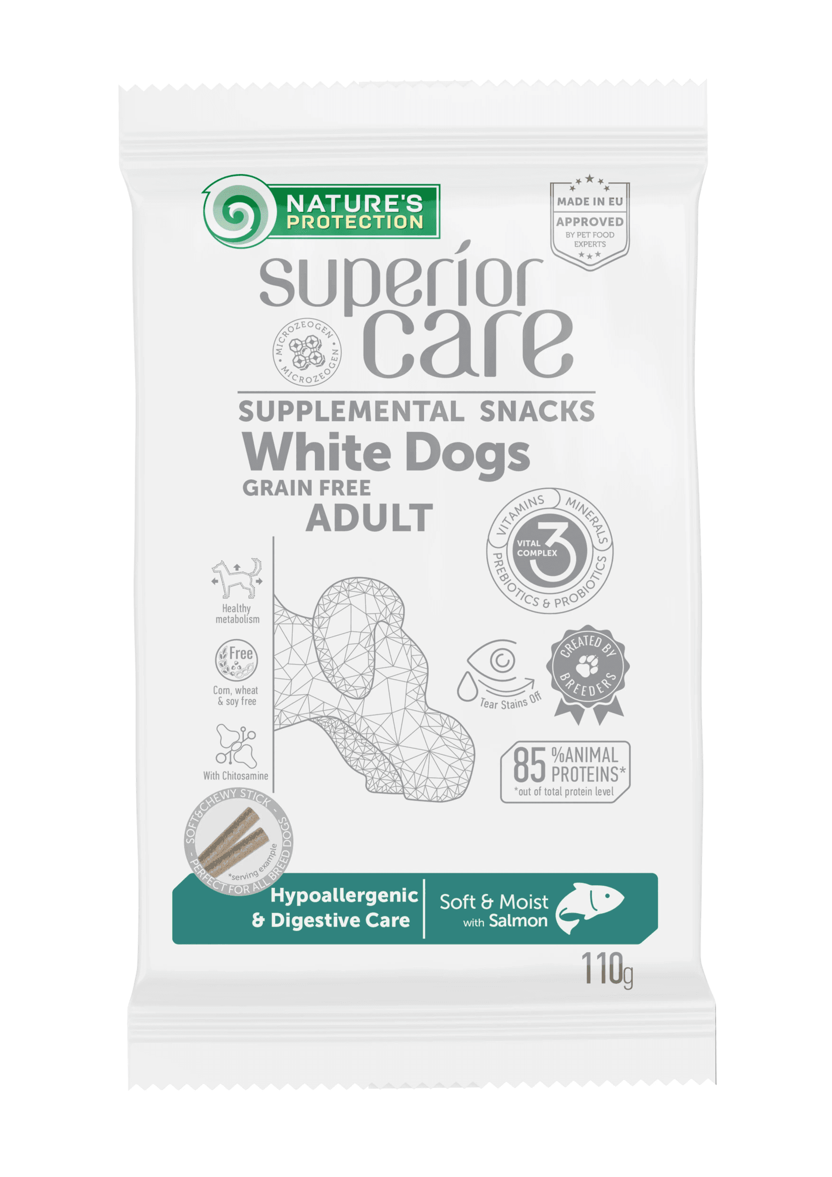 NATURE'S PROTECTION Poslastica za pse sa ukusom lososa Hypoallergenic​ Digestive Care 110g