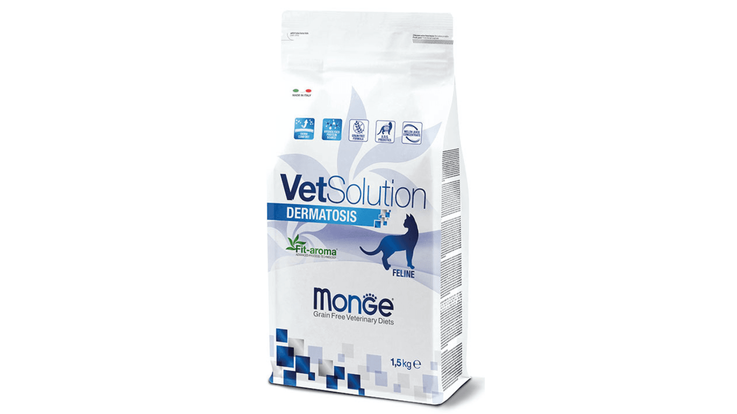 MONGE VETSOLUTION Medicinska hrana za mačke bez žitarica Grain Free Dermatosis 1.5kg