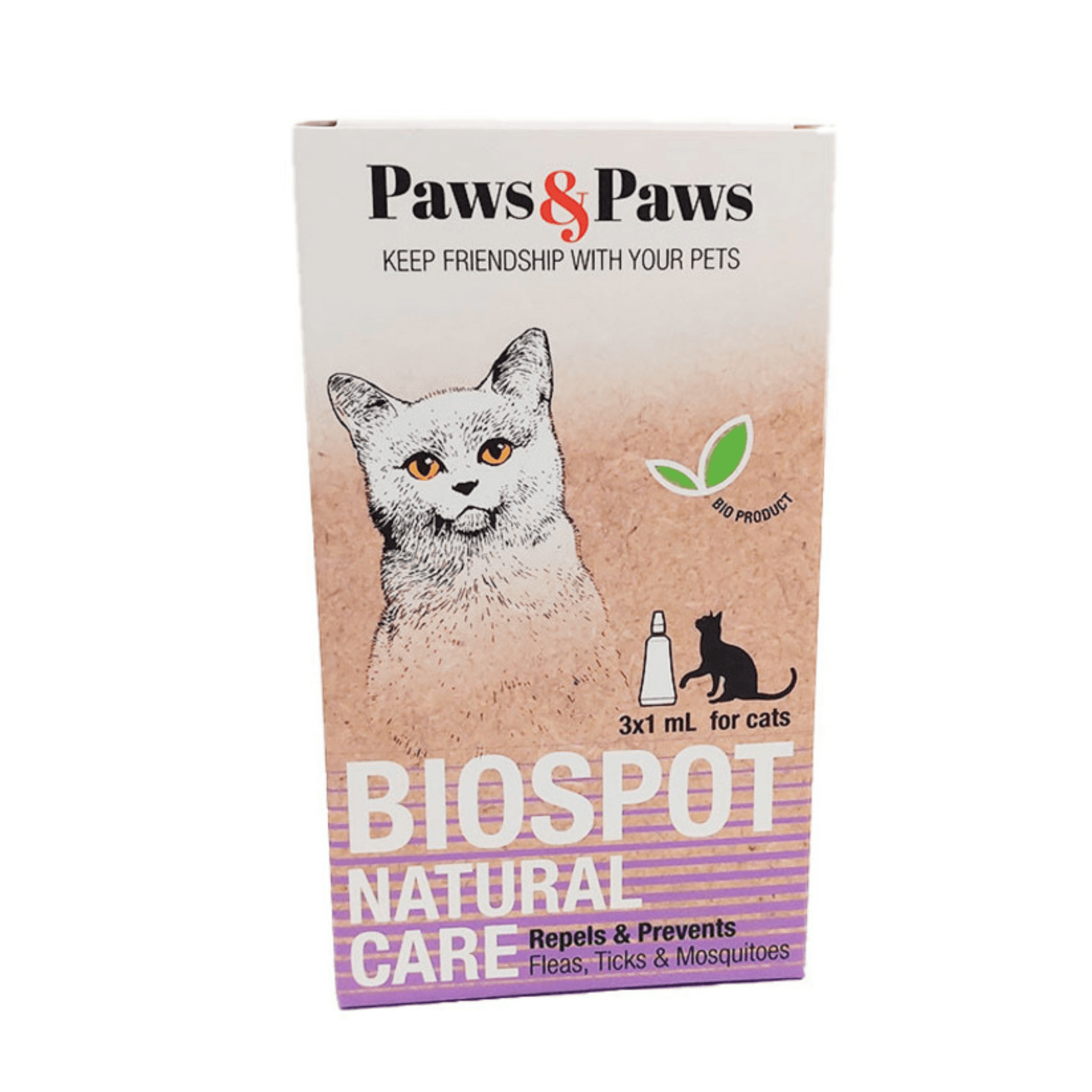 Selected image for PAWS&PAWS Sredstvo za mačke protiv buva, krpelja, vaši i komaraca BioSpot Natural 1ml
