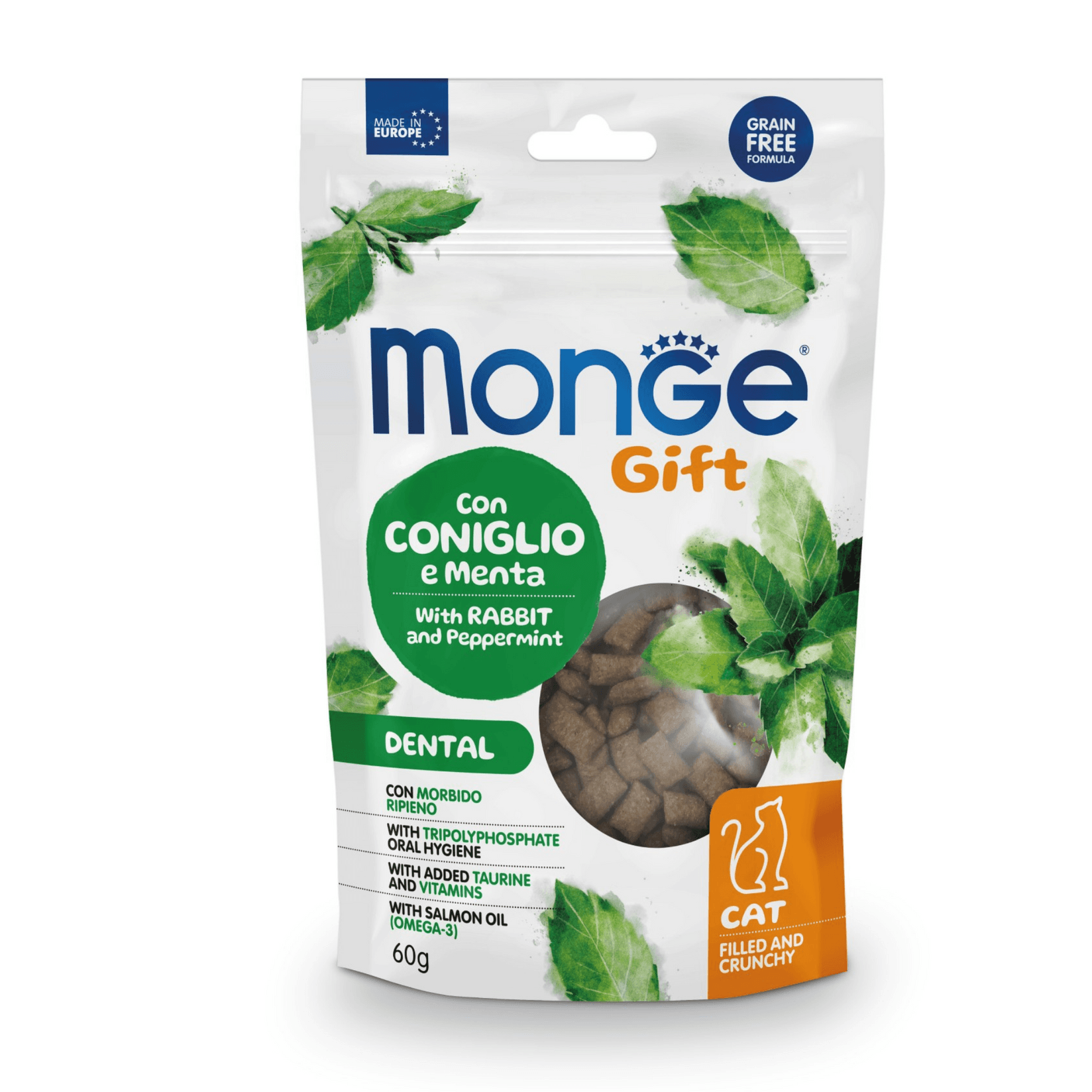 Selected image for MONGE GIFT Poslastica za mačke Grain Free Dental zečetina i pepermint 60g