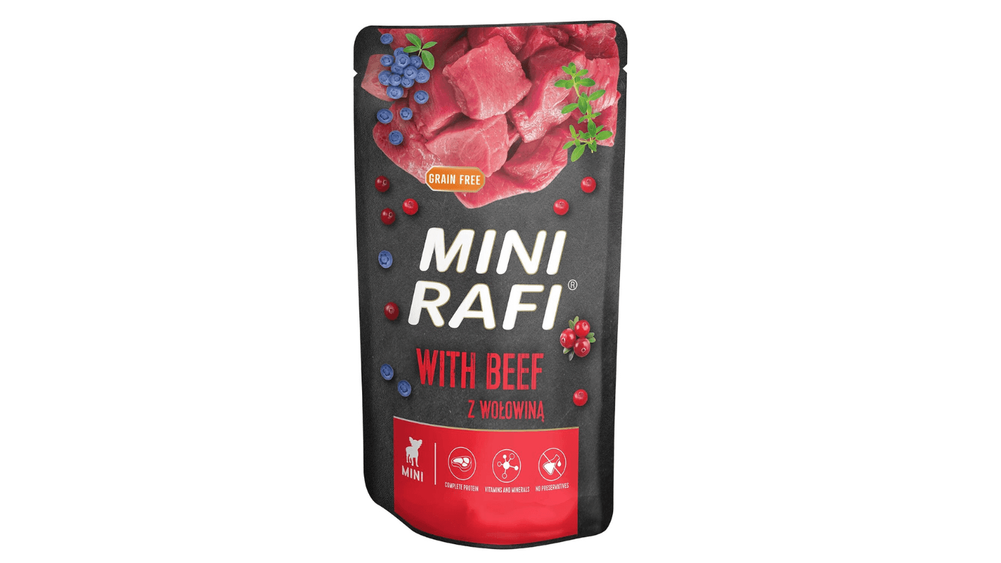 RAFI Vlažna hrana za pse Mini adult grain free sa govedinom u kesici 150g