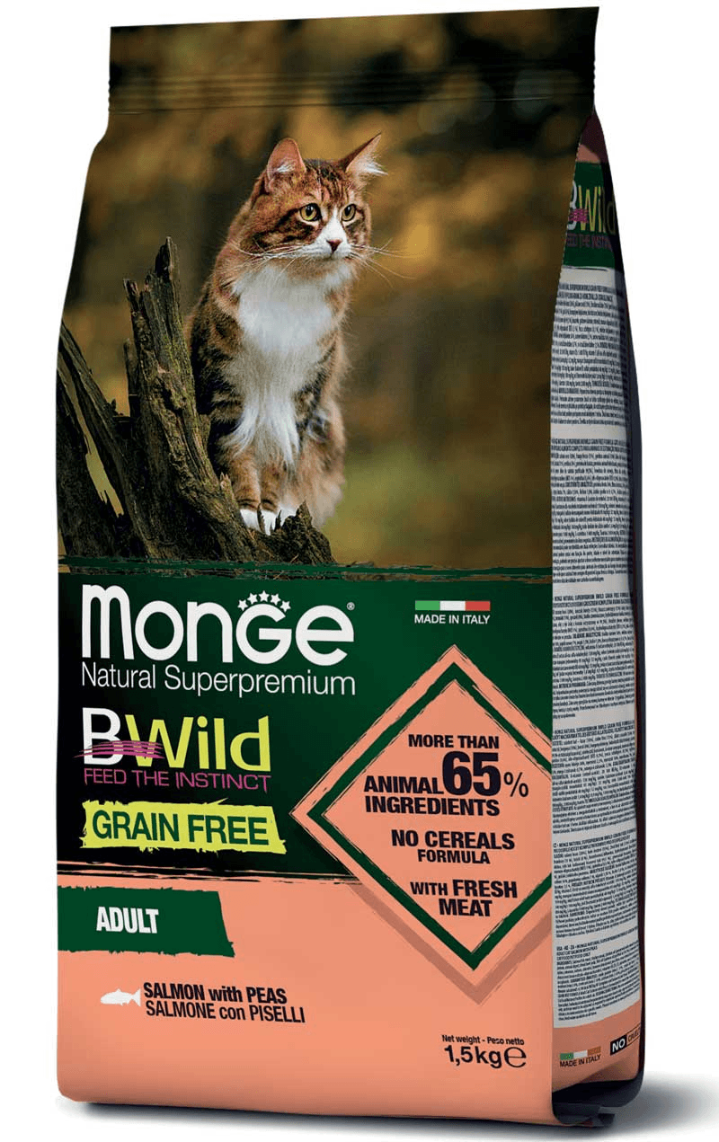 Selected image for MONGE Suva hrana za sterilisane mačke sa ukusom lososa i graška Bwild 1.5kg