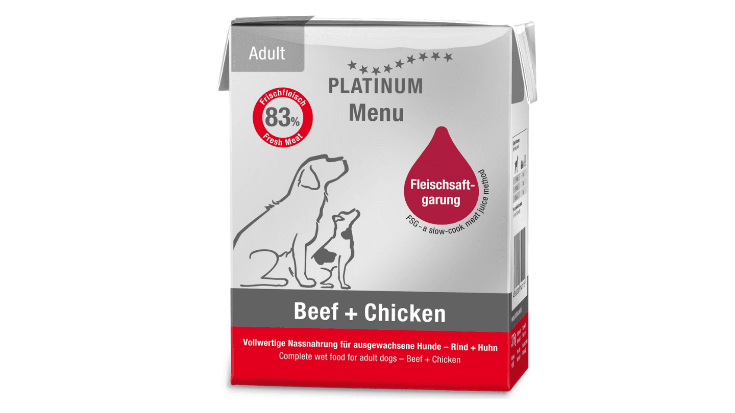 PLATINUM Vlažna hrana za pse Menu Beef&Chicken 185g