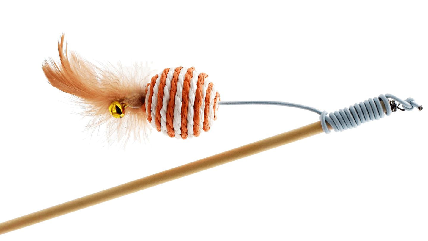 GIZMO Igračka za mačke Pecaljka Lopta sa perjem i zvoncem 30cm
