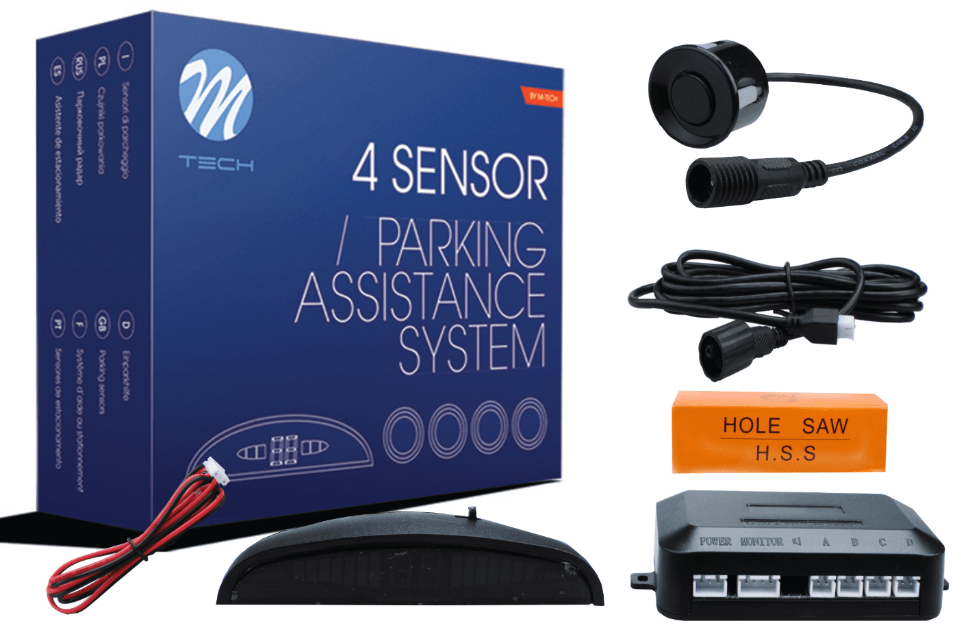 M-TECH Senzor za parkiranje sa digitalnim displejom i konektorima crni