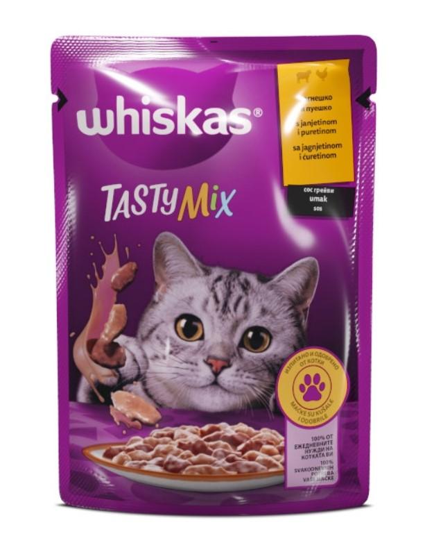 WHISKAS Vlažna hrana za mačke Tasty Mix Jagnjetina i ćuretina u sosu 85g