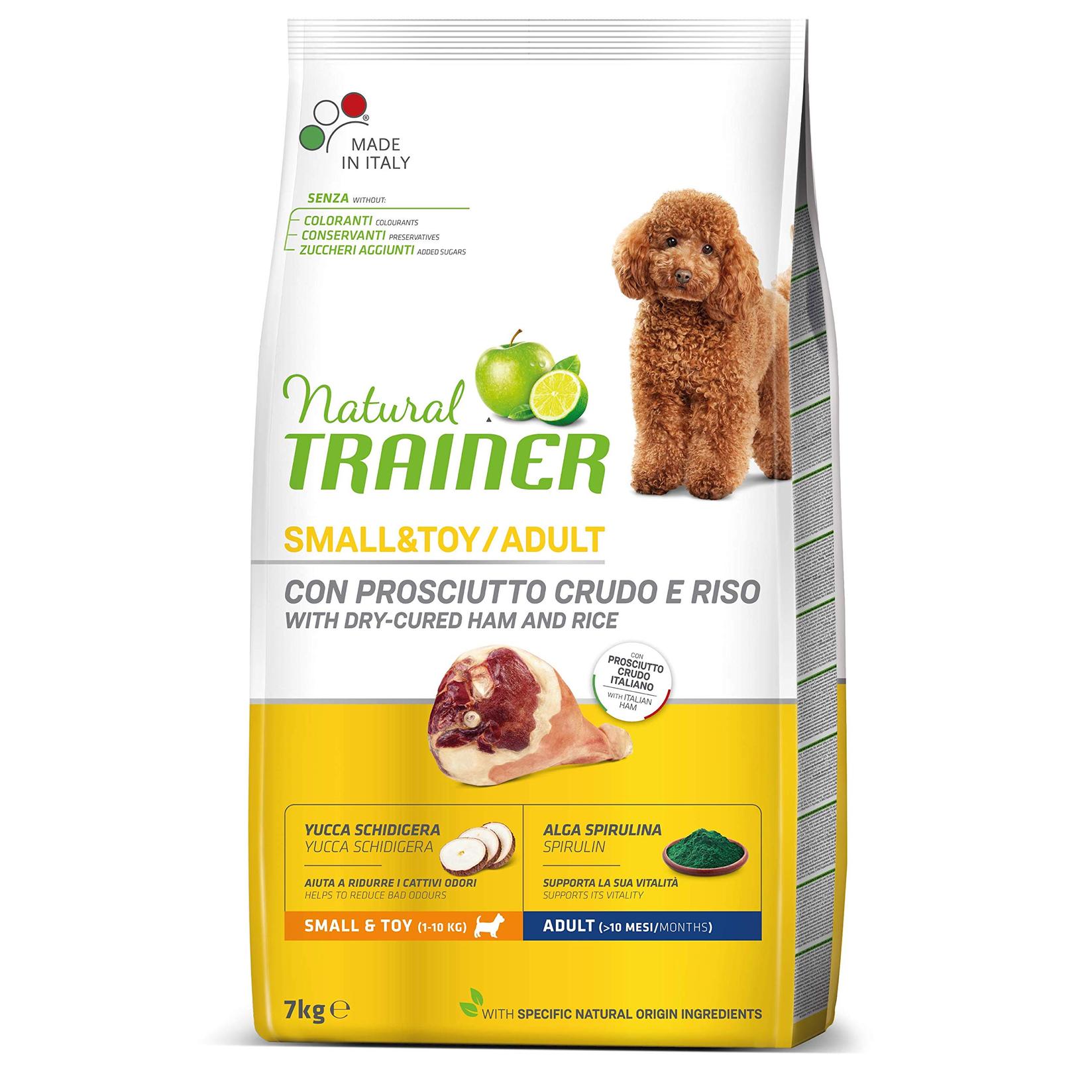 TRAINER Kompletna hrana sa šunkom i pirinčem za odrasle pse Natural Sensitive Small and Toy 7kg