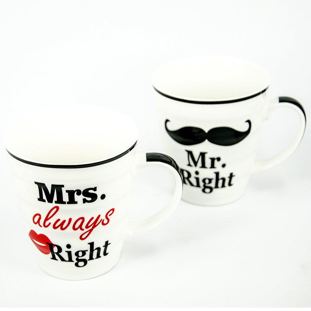 Set šolja Mr. And Mrs. Right beli