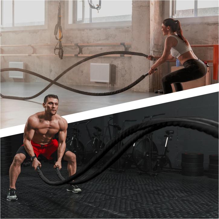 Selected image for GORILLA SPORTS Kanap za trening ’’Battle Rope’’ sa zidnim nosačem 1200cm x 3,8cm