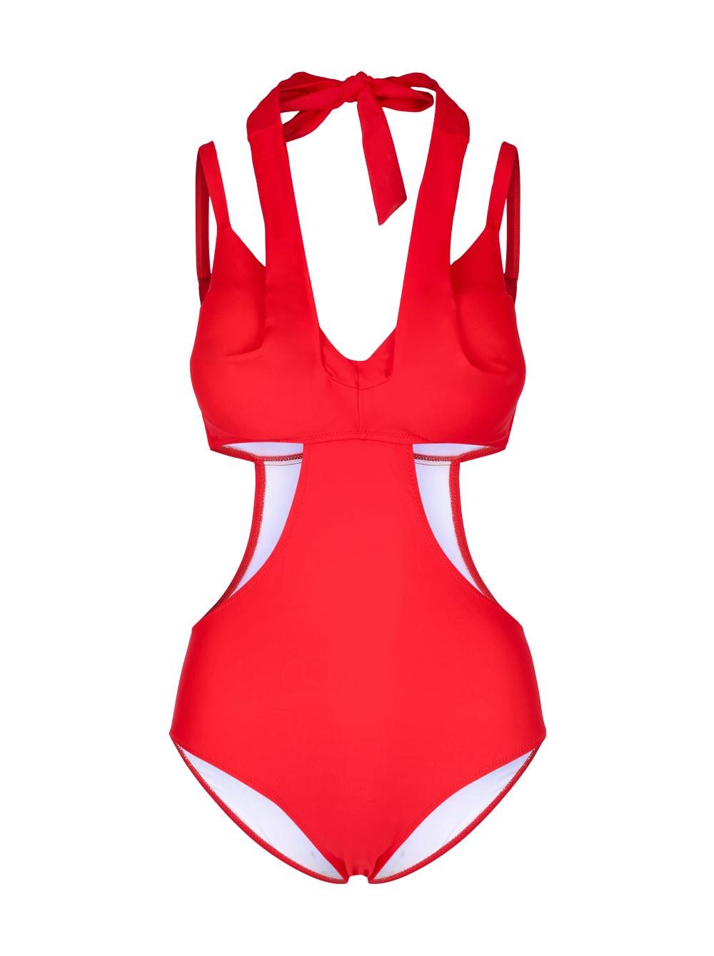 CUPSHE Ženski jednodelni kupaći kostim J20 koralni