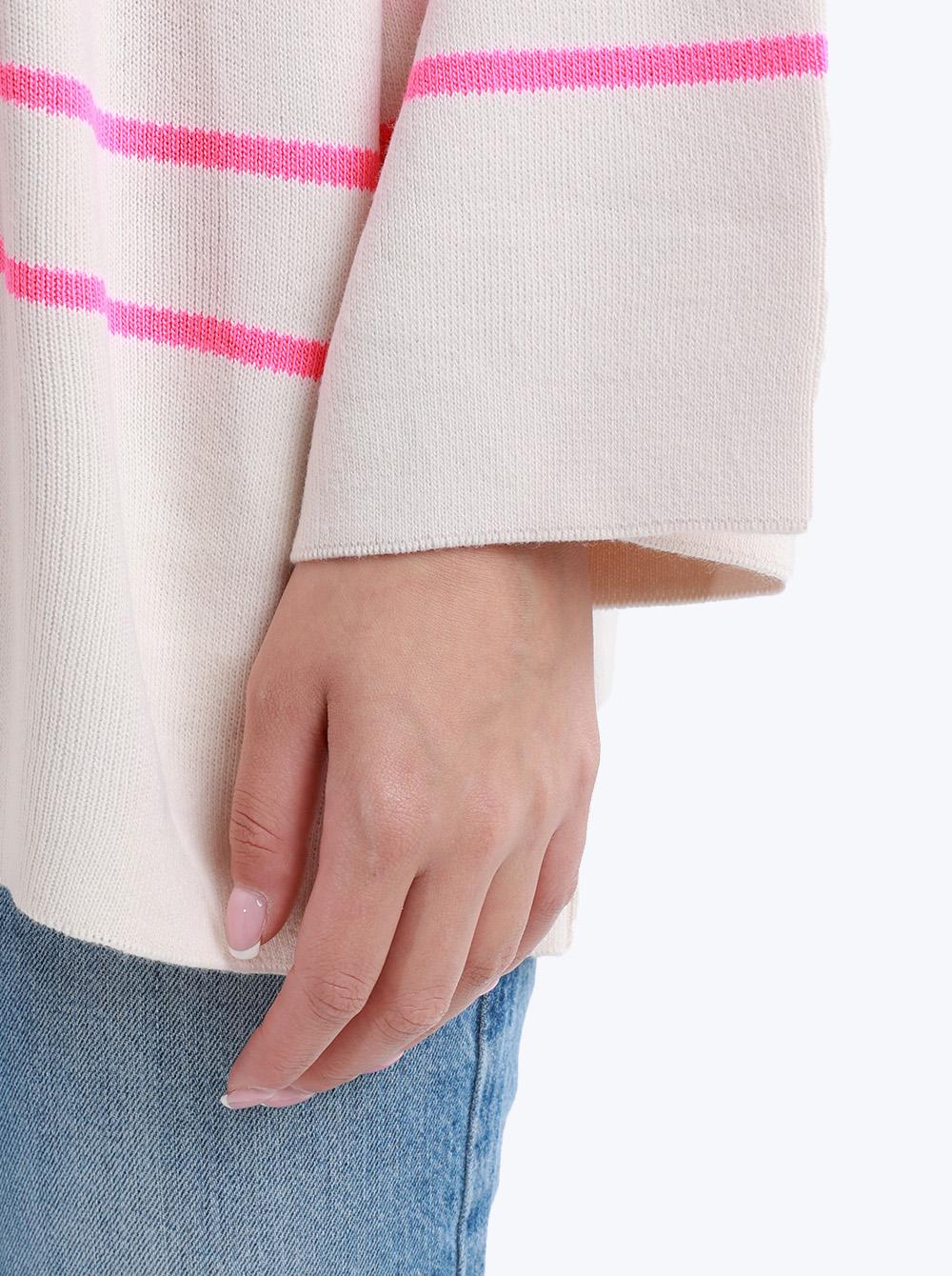Selected image for QU STYLE Ženska džemper na pruge roze-beli