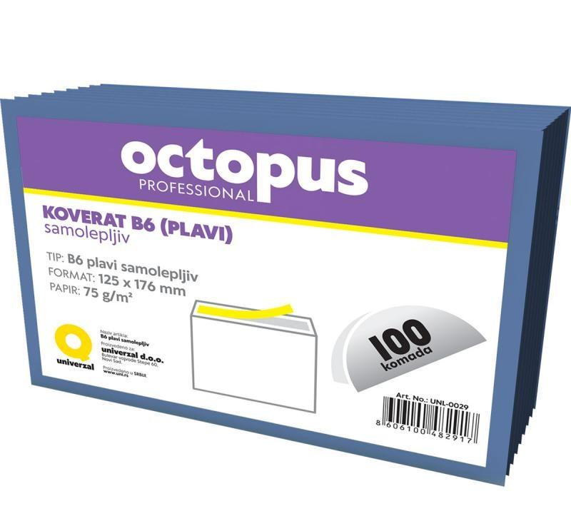OCTOPUS Koverat B-6-5 100/1 samolepljivi UNL-0029 plavi