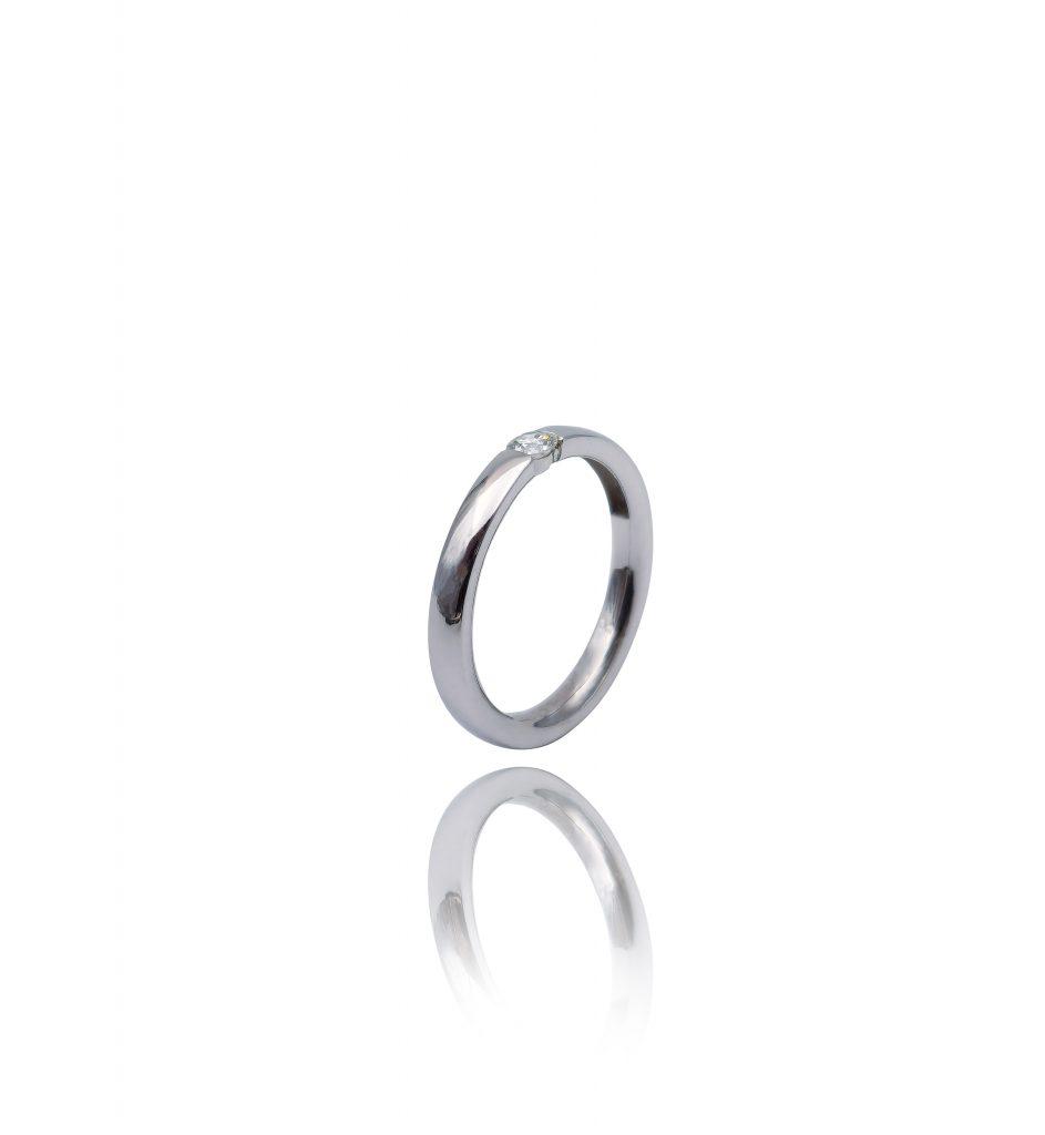 Ženski prsten od Belog zlata sa Brilijantom, 585, 19mm