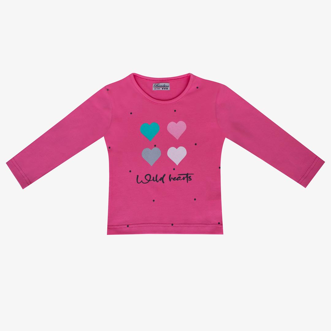 Selected image for BAMBINO Majica sa printom srca za devojčice, Ciklama