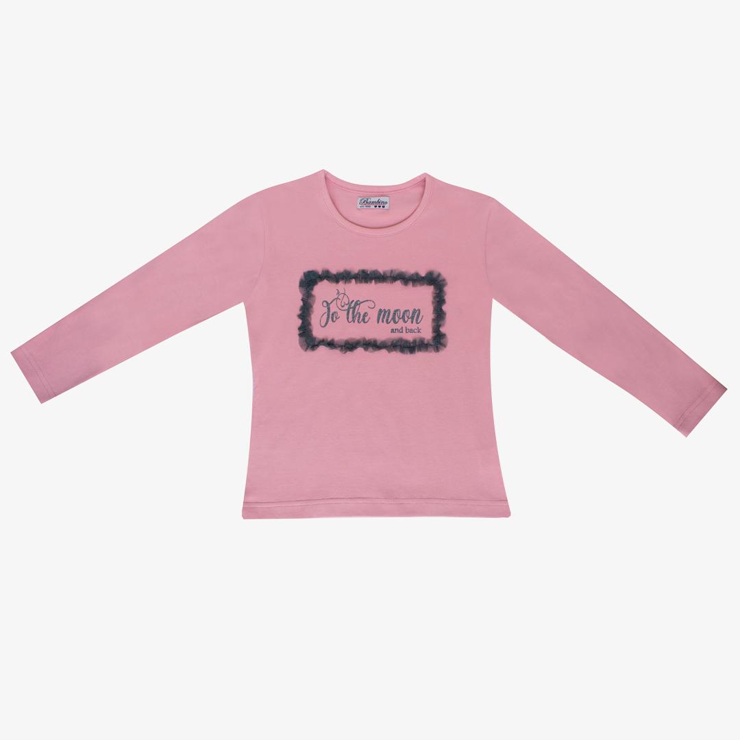 Selected image for BAMBINO Majica sa printom i tilom za devojčice, Roze