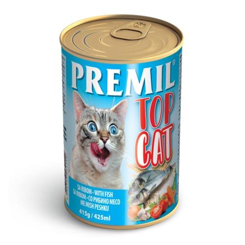 PREMIL Vlažna hrana za mačke Top Cat riba 415g