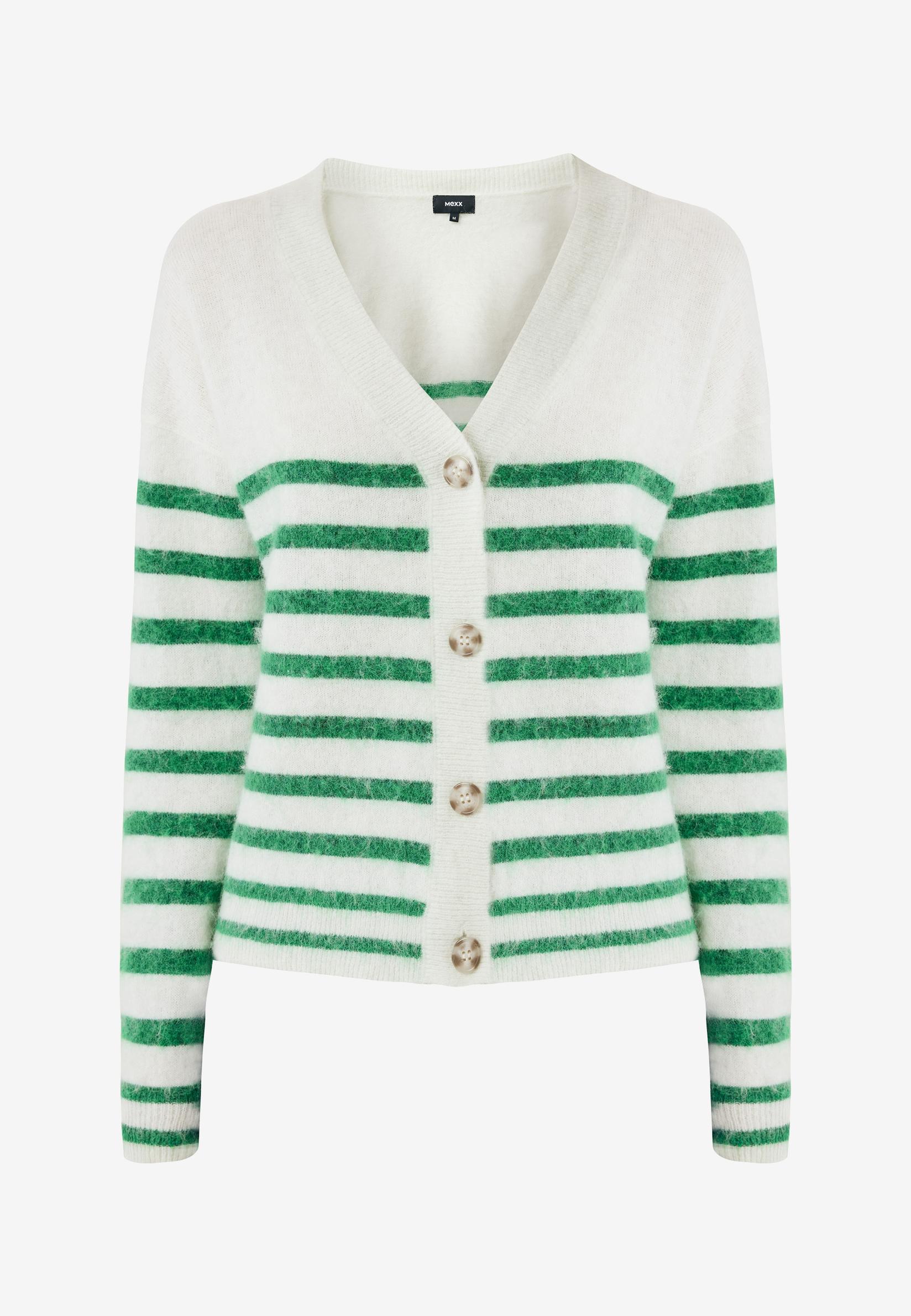 MEXX Ženski džemper na pruge zeleno-beli