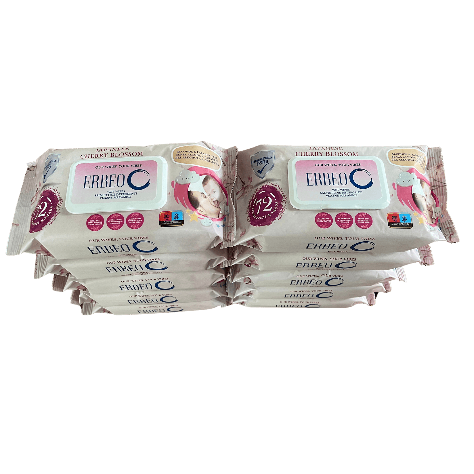 ERBEO Vlažne maramice Japanese Cherry Blossom, 72 komada, 10 pakovanja