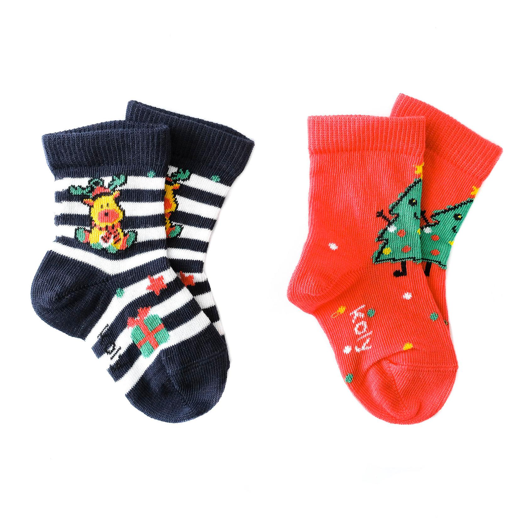 Selected image for KOLY SOCKS Set novogodišnjih čarapa za bebe 2/1 crveno-teget