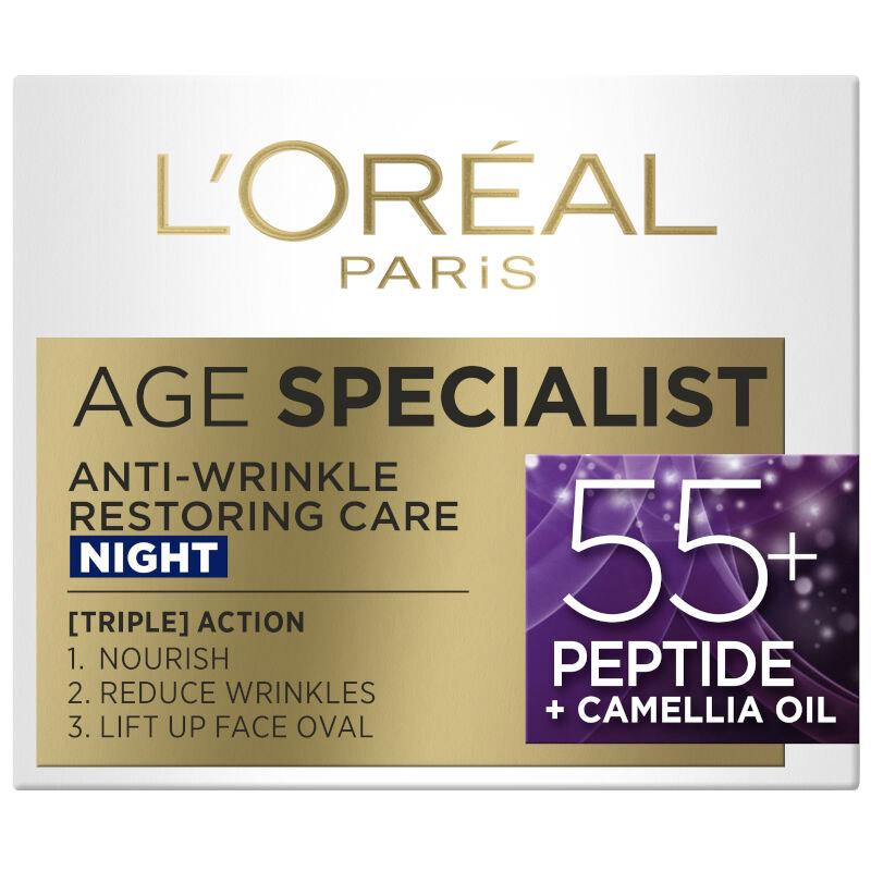 L'OREAL PARIS Age Specialist Ženska noćna krema protiv bora Anti-wrinkle 55+