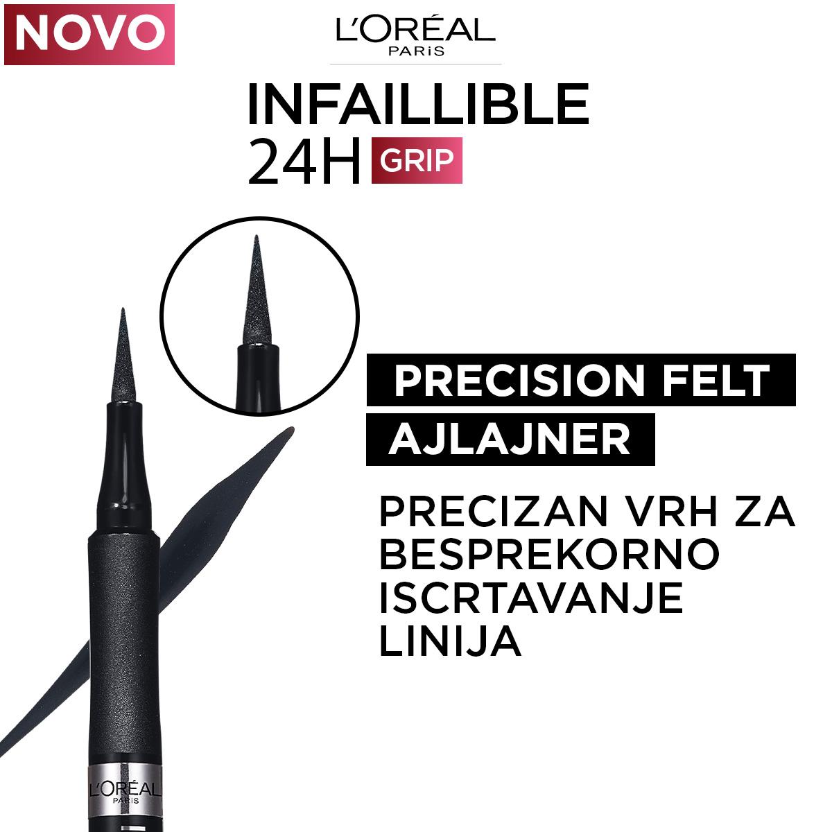 Selected image for L'OREAL PARIS Ajlajner Infaillible 24h Grip Precision Felt 01 Black