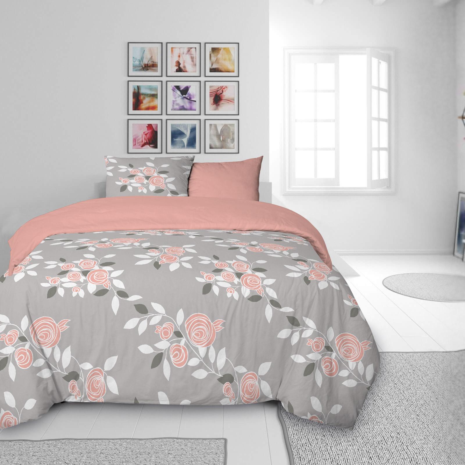 SVILANIT Pamučno-satenska posteljina Jenna 140x200 + 50x70 sivo-roze