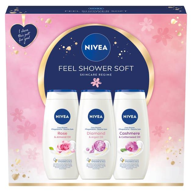 NIVEA Feel Shower Soft Ženski set, 3 proizvoda
