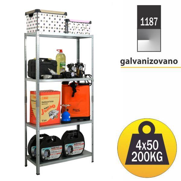 Selected image for SMART STORAGE Polica PIXY 150x75x30/4x50kg galva