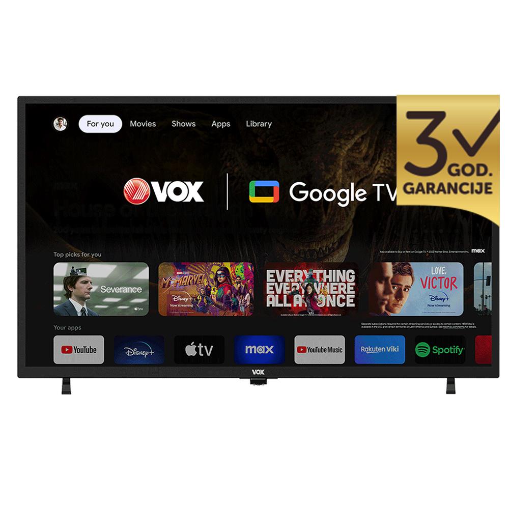 Selected image for VOX Televizor 32GOH050B 32", Google TV, LED, HD Ready, Dolby Audio, Crni