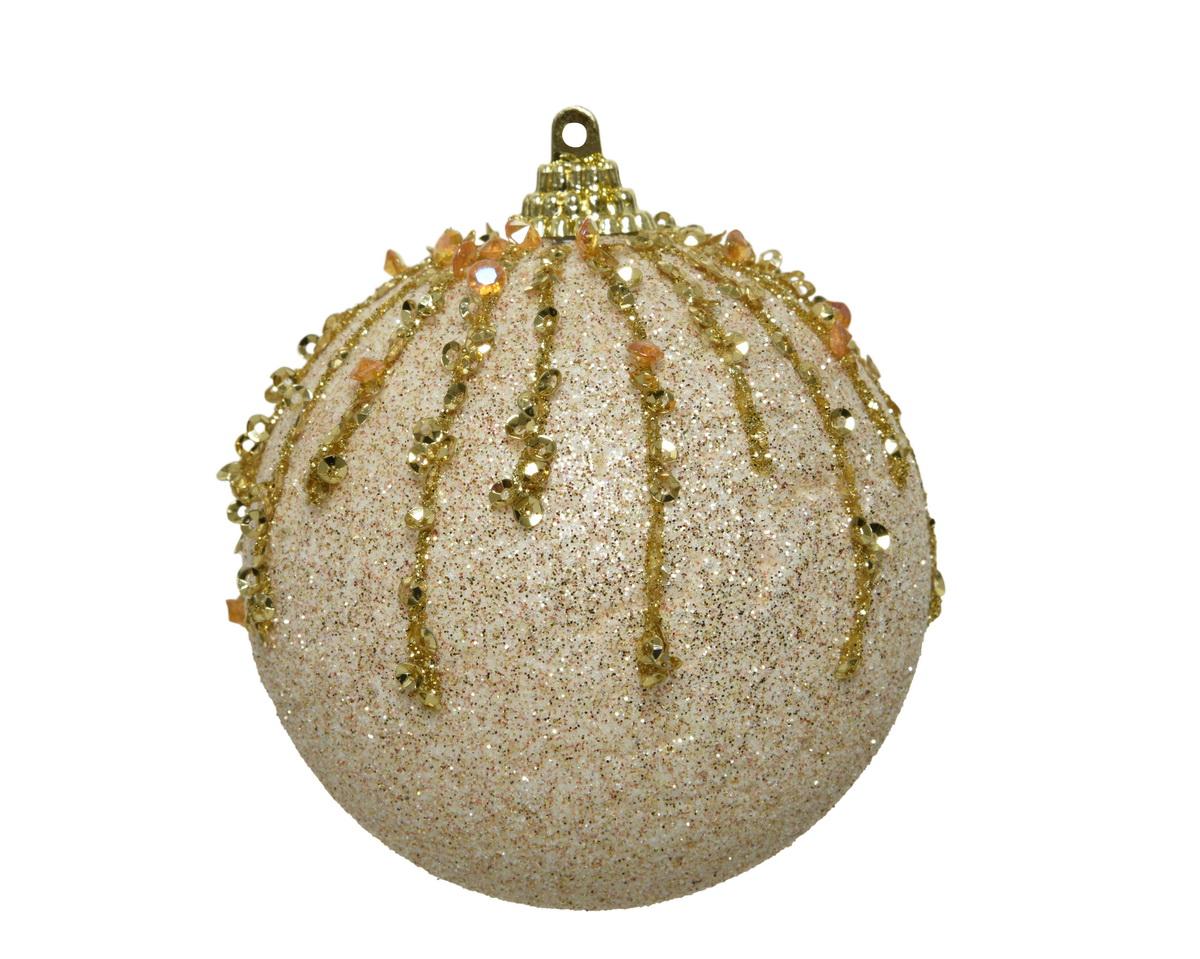 POLIMONT Novogodišnja kugla sa perlicama 8cm zlatna