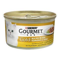 0 thumbnail image for PURINA GOURMET GOLD Vlažna hrana za mačke - Piletina i džigerica komadići u pašteti 85g