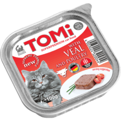 0 thumbnail image for TOMI Pašteta za mačke sa teletinom i živinom 100g