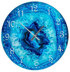 GIFTDECOR Stakleni zidni sat sa efektom mermera plavi