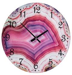 GIFTDECOR Stakleni zidni sat sa efektom mermera roze