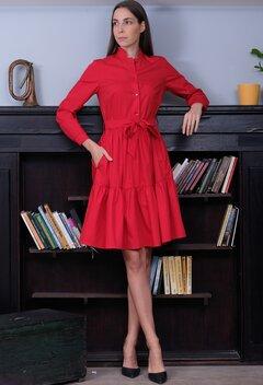 1 thumbnail image for PAMUKLIK Ženska haljina dugih rukava sa karnerima JAZZ crvena