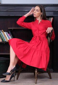 3 thumbnail image for PAMUKLIK Ženska haljina dugih rukava sa karnerima JAZZ crvena