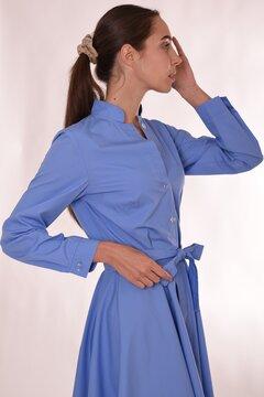 2 thumbnail image for PAMUKLIK Ženska haljina dugih rukava sa lepršavim donjim delom FUNKY plava