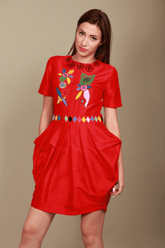 5 thumbnail image for ISKON MODE Ženska ekskluzivna svilena haljina crvena
