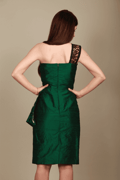 4 thumbnail image for ISKON MODE Ženska svilena haljina zelena